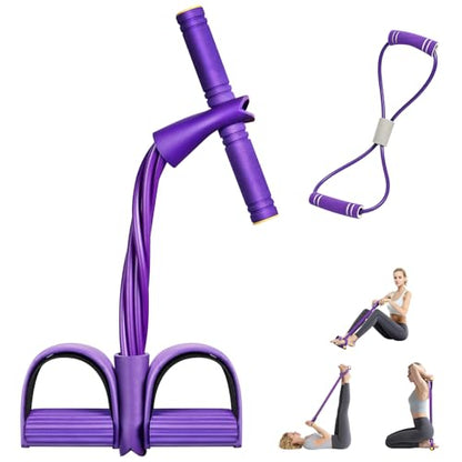 Lenporl 6-Tube Pedal Ankle Puller Resistance Bands with Free Figure 8 Exercise Bands Included,Pedal Puller Resistance Band with Handle for Home Gym,Yoga & Pilates,Ideal to Tone Arms,Abs,Waist Unisex