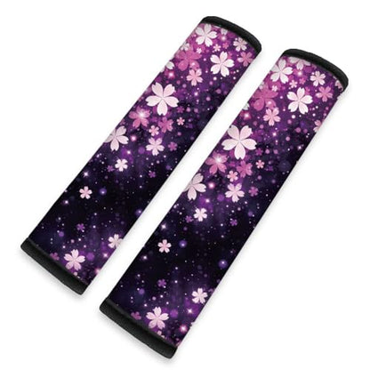 2Pcs Soft Auto Seat Belt Cover Pads, Cherry Blossom Car Seatbelt Shoulder Cushion for Comfortable Driving, Compatible with All Cars' Seatbelt and Backpack Straps 11x2.4inch - color: Cherry
