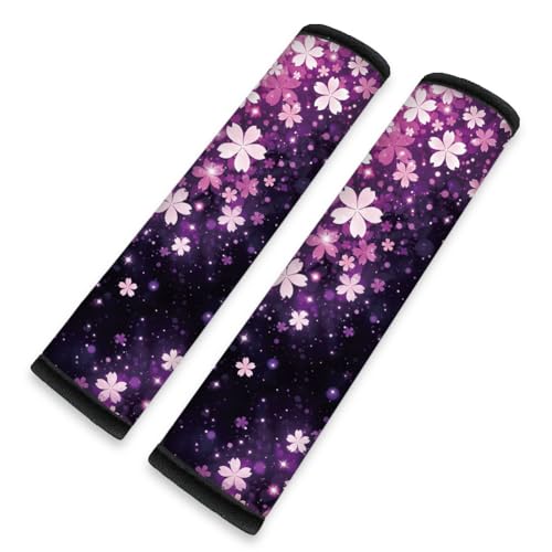 2Pcs Soft Auto Seat Belt Cover Pads, Cherry Blossom Car Seatbelt Shoulder Cushion for Comfortable Driving, Compatible with All Cars' Seatbelt and Backpack Straps 11x2.4inch - color: Cherry