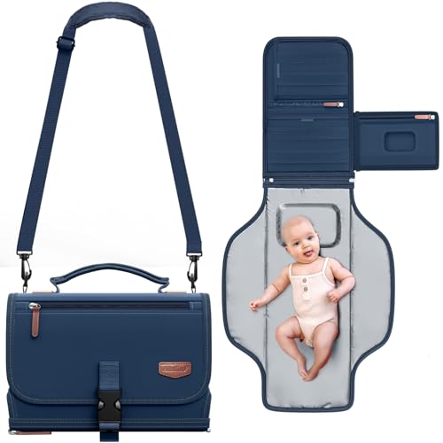 Portable Diaper Changing Pad with Shoulder Strap, Detachable Travel Changing Pad with Baby Wipes Pocket, Gifts for Baby Shower, Newborn Girls and Boys (Royal Blue) - color: Royal Blue