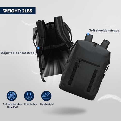 Haimont Waterproof Dry Backpack 30L TPU Lightweight Roll Top Dry Bag for Men Women, Beach, Kayaking, Travel, Hiking - color: Black