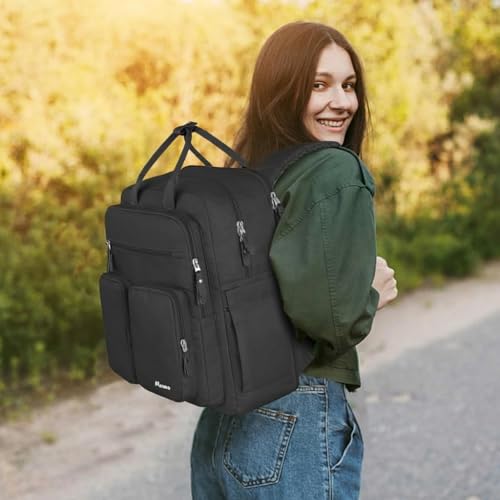 Mancro Travel Backpack for Women with TSA Laptop Compartment, 15.6 Inch Laptop Backpack with Dry-Wet Pocket, Fashion Casual Travel Computer Backpack for Women, Black - color: Black