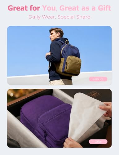 VASCHY School Backpacks, Lightweight Bookbag Schoolbag for Girls Casual Basic Simple Daypack for Women Purple - color: Purple