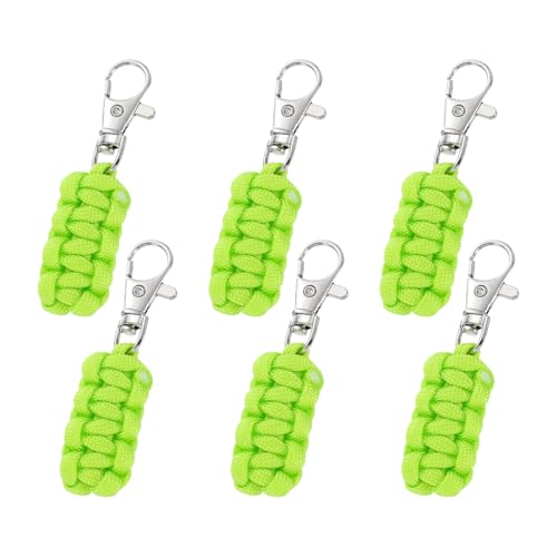 YELARXI Paracord Zipper Pull Polyester Zipper Pulls Replacement Woven Rope with Metal Clasp, 80 mm Length Fit for Backpacks Clothing Luggage Accessories - Cylinder (6 Pack, Light Green) - color: Light Green