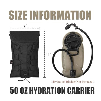 PETAC GEAR 1.5L / 3L Tactical Hydration Pack，Molle Carrier Pouch for 50 oz /100 oz Hydration Bladder Daypack Water Backpack. - color: BK, size: 1.5L bag only