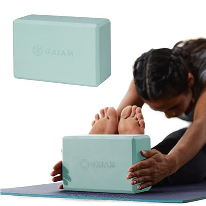 Gaiam Yoga Block - Supportive Latex-Free Eva Foam - Soft Non-Slip Surface with Beveled Edges for Yoga, Pilates, Meditation - color: Cool Mint, style: 1 Block