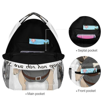ALAZA Pug Dog Print Puppy Funny Quote Large Backpack for Kids Boys Girls Student Personalized Laptop iPad Tablet Travel School Bag with Multiple Pockets - color: Pug