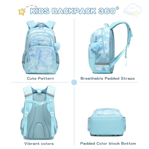Cusangel Kids school Backpack with lunch bax for Girls,Elementary 6-12years Bookbag nylon large capacity backpack,Daypack - color: Green 3pcs