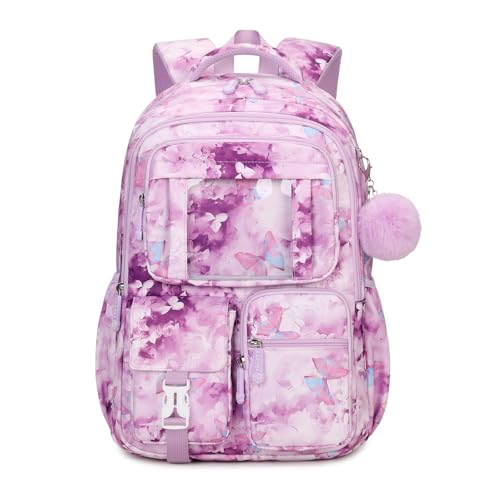 PIG PIG GIRL Kids Backpack for Girls School Bags for Middle School Students Book Bag for Elementary Primary Kawaii Ita Backpack, Purple Butterfly - color: Purple Butterfly