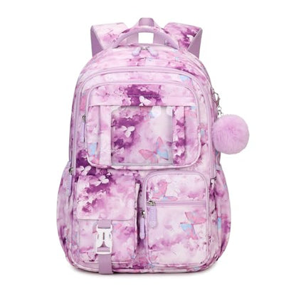 PIG PIG GIRL Kids Backpack for Girls School Bags for Middle School Students Book Bag for Elementary Primary Kawaii Ita Backpack, Purple Butterfly - color: Purple Butterfly