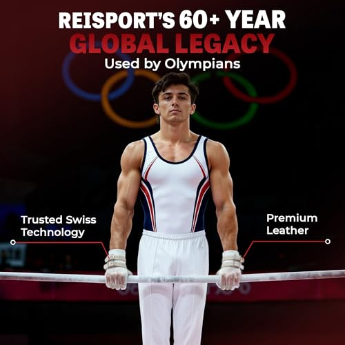 Reisport Men's High Bar Gymnastics Grips - Durable Leather Hand Grips for Gymnastics Bars Men & Boys - Gymnastics Equipment & Accessories for Advanced Gymnasts - size: X Small, style: Double Buckle