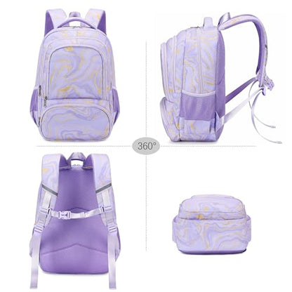 abshoo Marble Lightweight Kids Backpack For School Girls Elementary Kindergarten Bookbag School Bags (Marble Purple) - color: Marble Purple
