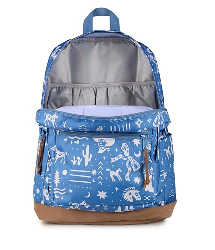 JanSport Right Pack Backpack - Durable Daypack with Padded 15" Laptop Sleeve, Spacious Main Compartment & Integrated Water Bottle Pocket - Yeehaw And Horses Elemental Blue/Cream - color: Yeehaw and Horses Elemental Blue/Cream
