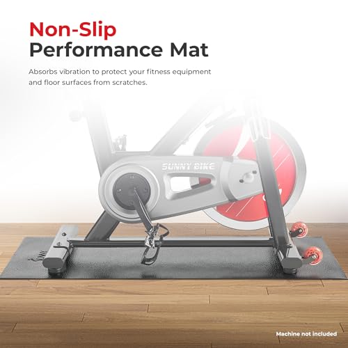 Sunny Health & Fitness Equipment Mat – Multiple Size Options – Non-Slip Floor Protection Pad for Treadmill, Bike, Elliptical, Yoga or Standing Desk and other Exercise Equipment - style: Small 51”