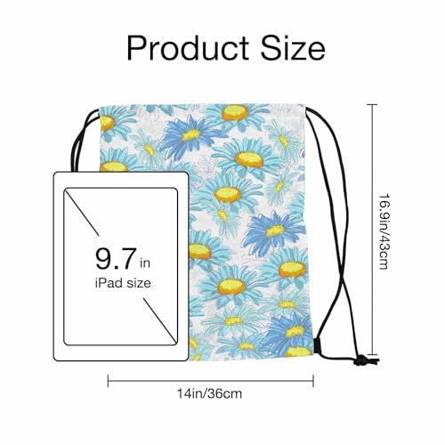 Blue Chamomiles Drawstring Bags Sports Bag Beautiful Flowers Blossom Draw String Back Bag Men Women Adults 14x16.9 Inch - color: Blue Chamomiles