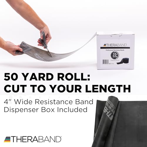 THERABAND Resistance Band, Black, Special Heavy, 50-Yard Roll, Latex, Elastic Band for Exercise, Physical Therapy, Yoga, Pilates, Stretching, Home Workouts, Cut-to-Length, Color-Coded Levels - color: Black | Special Heavy