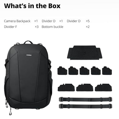 AMBITFUL 25+3L Professional Camera Backpack, Large Photography Bag for DSLR SLR Mirrorless Cameras, Ergonomic Suspended Support System with Laptop Compartment & Tripod Holder, Waterproof