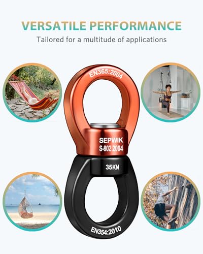 Swing Swivel, 35KN Swing Spinner, 360° Safety Rotational Device Hanging Accessory for Hanging Hammock, Web Tree Swing, Aerial Dance, Children's Swing - color: Orange Black