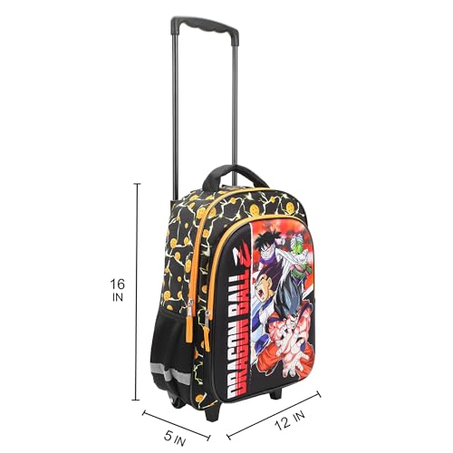 Bioworld Dragon Ball Z Group Shot 16" Rolling Travel Backpack - color: Black, Yellow & Red