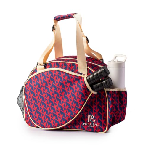 Pik’le’Ball Sport Premium Women's Pickleball Bag – Stylish and Versatile Sports Bag with Water Bottle Holder, Padded Paddle Pocket, and Spacious Design (fits 2+ Paddles!) - color: Court Couture Navy