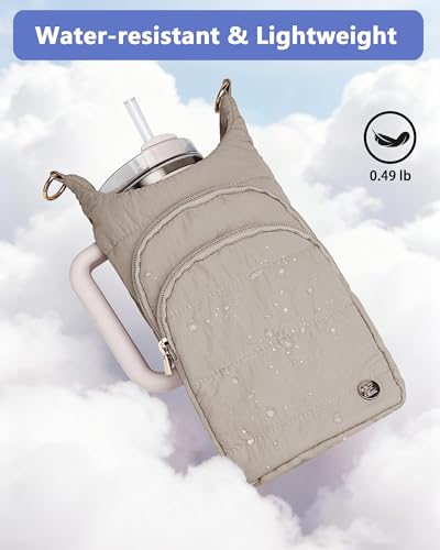 Water Bottle Holder with Strap for 30/32 oz, Crossbody Water Bottle Carrier Bag with RFID Blocking Phone Pocket - color: Green