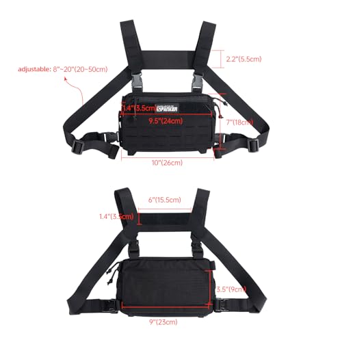 EXCELLENT ELITE SPANKER Tactical Chest Rig Pack EDC Chest Bag Molle Utility Chest Pouch for Outdoor Hunting Workouts Hiking - color: Black