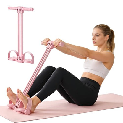 Pedal Resistance Bands with Handles,6-Tube Elastic Yoga Foot Pedal Resistance Band, Natural Rubber Tension Rope, Fitness Shaping Yoga for Abdominal, Leg, Arm and Back Slimming Trainingce - color: Pink