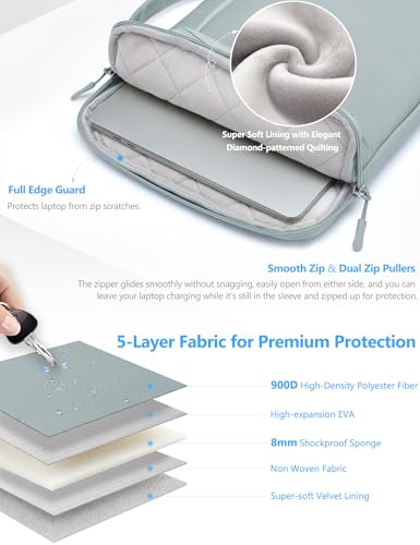HYZUO 13 Inch Laptop Bag Case Sleeve for MacBook Air 13 M5 M4 M3 M2 M1 2026-2018 A3449, 13" MacBook Neo 2026, MacBook Pro 13 M2 M1 2026-2016, 12.9"-13" iPad Pro/Air, Surface Pro, XPS 13, Ash Blue - color: Ash Blue, size: 13 Inch