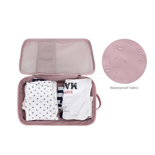Baby Diaper Bag Organizer Pouches - 2 Pack Waterproof Pod Hanging Diaper Bag Cute Bear Mesh Bag Reusable, Washable or Baby Cloth Diapers (Green&Pink) - color: Green&Pink
