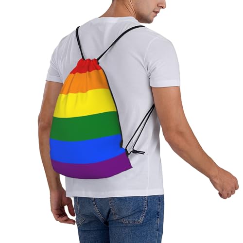 Gay Pride Rainbow Drawstring Bag Sport Gym Backpack Beach Travel Sack Draw String Yoga Bag For Men Women - color: Gay Pride Rainbow