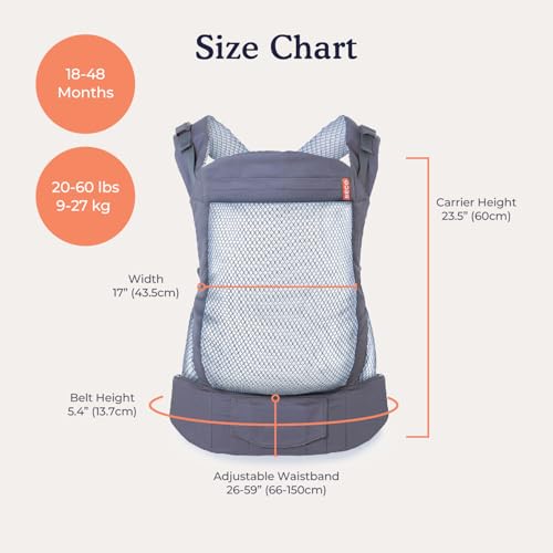 Beco Toddler Carrier with Breathable 3D Mesh & Extra Wide Seat - Front-Carry & Backpack Style - Lightweight Sling Carrier for Children (24-48 Months) - Cool Navy - color: Cool Navy