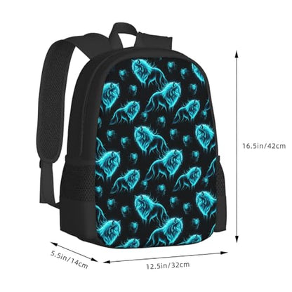 Lightweight Polyester Daypack Cool Cyan Wolf, Anti Theft Large Capacity Travel Hiking Backpack Unisex Carry On Bag for Outdoor Commute Business Use - color: Design (211)