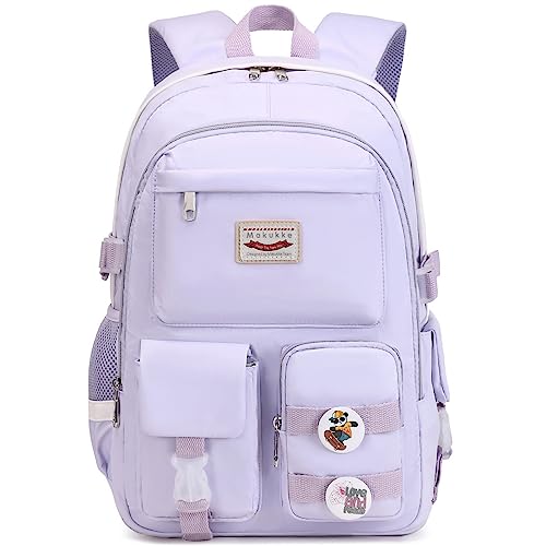 Makukke School Backpacks for Teen Girls - Laptop Backpacks 15.6 Inch College Cute Bookbag Anti Theft Women Casual Daypack,Purple Backpack - color: A-purple