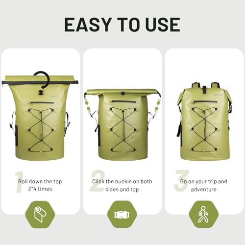 75L Dry Bag Waterproof Backpack Roll-Top Heavy Duty Dry Bag Cushioned Hiking Dry Pack for Kayaking Boating Paddle Fishing Boarding Rafting Travel Camping Beach Cruise Ship
