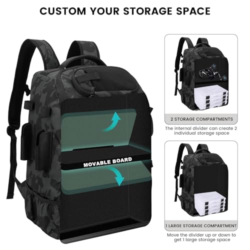 Hp hope Fishing Backpack with Rod Holders & Cooler, 40L Fishing Tackle Bag Fishing Tackle Storage Backpack Fishing Gear for Camping, Black Camo - color: Black Camo