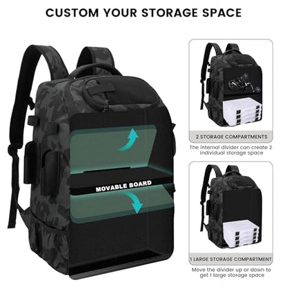 Hp hope Fishing Backpack with Rod Holders & Cooler, 40L Fishing Tackle Bag Fishing Tackle Storage Backpack Fishing Gear for Camping, Black Camo - color: Black Camo
