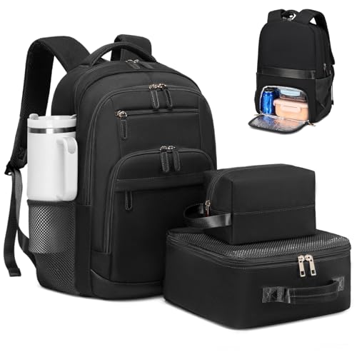 BOVIP Travel Backpack For Men Women,40L Carry On Backpack Flight Approved,TSA Personal Item Travel Bag Fits 17 Inch Laptop,Business Weekender Overnight Daypack Black - color: Black