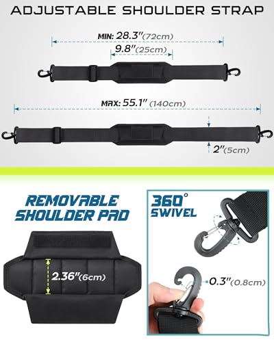 WYNEX Shoulder Strap Pad for Tactical Pouch, Universal Bag Strap with Detachable Thick Pad Single Shoulder Straps Replacement - color: Black, size: 2“ Strap