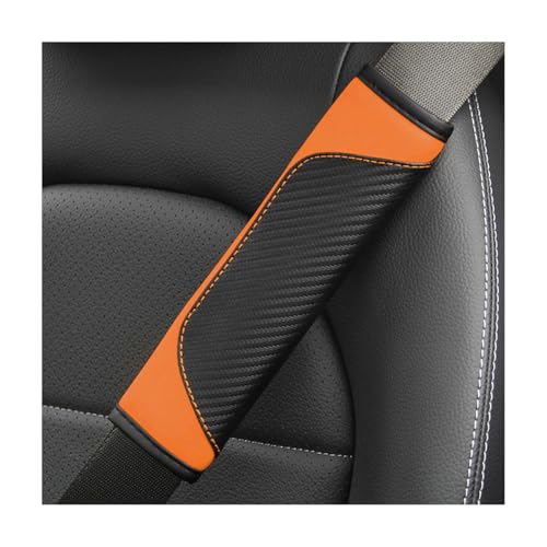 AUCELI 2PCS Car Seat Belt Cover, Carbon Fiber Seatbelt Shoulder Strap Covers, Breathable Leather Soft Harness Pad Protect Your Neck and Shoulder Compatible with Cars - color: Black/Orange