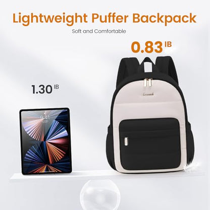 LOVEVOOK Mini Backpack Purse for Women, Small Puffer Lightweight Backpack, Casual Daily Daypack Purse for Women, back pack with Anti-theft Pocket for Travel-Black and Beige - color: Beige Black