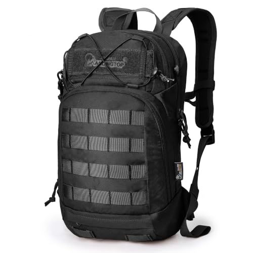 Mardingtop 15L Tactical MOLLE Hydration Backpack – Small Military Bag for Motorcycle, Hiking, Riding, Biking & EDC Daypack - color: Black