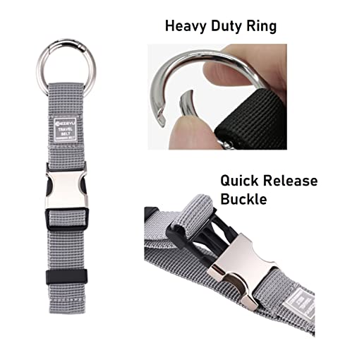 2PCS Add a Bag Luggage Strap Jacket Gripper,Heavy Duty Luggage Straps Carry-on Baggage Suitcase Straps Belts Travel Accessories Carry Your Extra Bags (Grey) - color: Grey