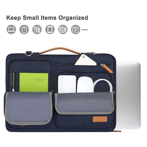 MOSISO 360 Protective Laptop Shoulder Bag,15 inch Computer Bag Compatible with MacBook Air 15 inch M5 M4 M3 M2/Pro 15, Dell XPS Plus,Side Open Messenger Bag with 4 Zipper Pockets&Handle, Navy Blue - color: Navy Blue, size: 15 inch