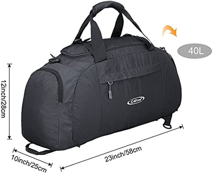 G4Free 40L 3-Way Duffle Bag Backpack Gym Bag for Men Women Sports Duffel Bag with Shoe Compartment Travel Backpack Luggage - color: Snow Ni-Grey