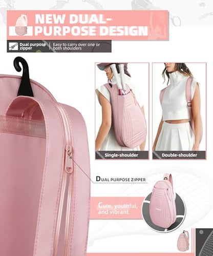 ARCFOX Tennis Racket Bag 2-in-1 Large Capacity Tennis Racket Backpack for Women and Men, Water-Resistant Lightweight Tennis Crossbody Bag for Pickleball Paddles, Badminton Squash Racquet,Only 0.64KG - style: Tennis Racket Bag