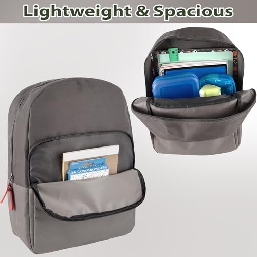 Trail maker 15 Inch Backpack for Kids, Preschool, Elementary & Middle School Students – Spacious Bookbag with Large Front Pocket, Adjustable Straps, Fits up to 13 Inch Laptop (Grey) - color: Grey
