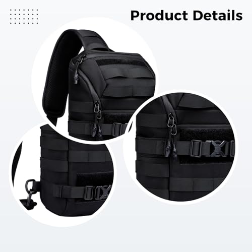 Armed Chest Pack, 15.7 X 4.7 X 8.7 In, Waterproof Sling Backpack For Men, Black, Hiking Cycling Travel Multifunctional Bag