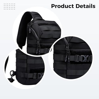 Armed Chest Pack, 15.7 X 4.7 X 8.7 In, Waterproof Sling Backpack For Men, Black, Hiking Cycling Travel Multifunctional Bag