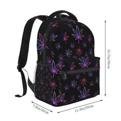 Lightweight Daypack Trippy Neon Purple Weedleaf Leaf Black, Casual Laptop Backpack with Multi Pockets for Work, Travel and Outdoor - color: Pattern (9)