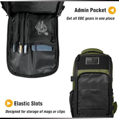 DBTAC Tactical Personal Defense EDC Bags & Packs | 10L Military Shoulder Backpack with Sling for Concealed Carry, Range, Travel, Hiking, Outdoor Sports (Green) - color: Green